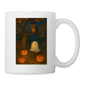 Fantôme et hibou en automne - Mug blanc - blanc - Droite