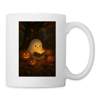 Halloween Geist liest Buch - Tasse - Weiß - Rechts