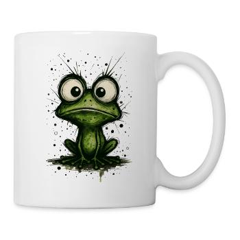 Funny Frog with Big Eyes – comic strip splash - Mug - white - Right
