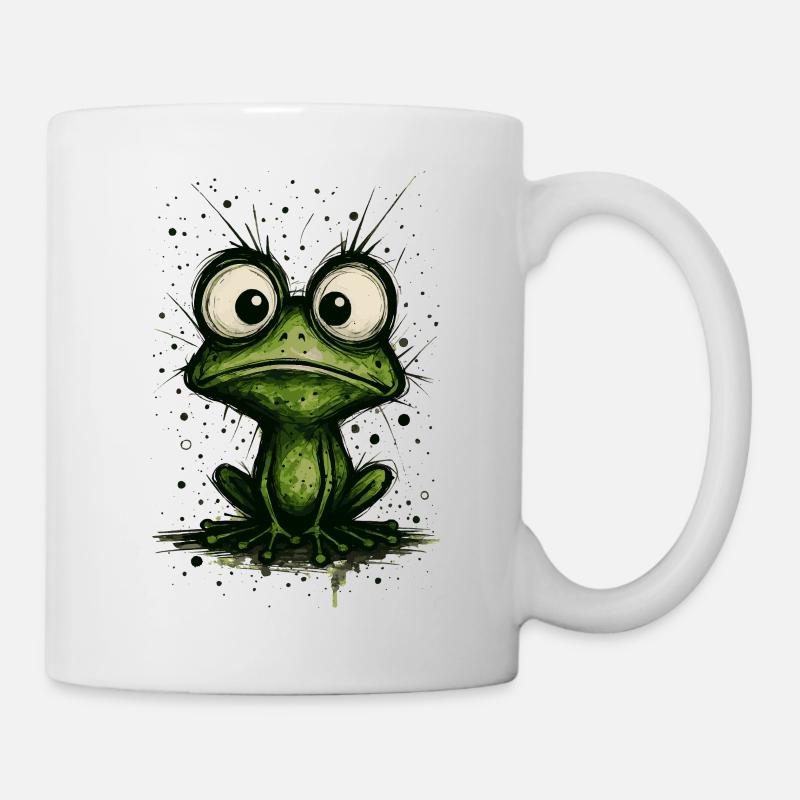 Funny Frog with Big Eyes – comic strip splash - Mug - white
