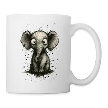 Funny elephant with big ears – comic strip splash - Mug - white - Right