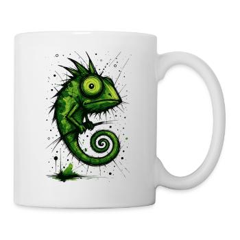 Funny chameleon with big eyes – splash - Mug - white - Right
