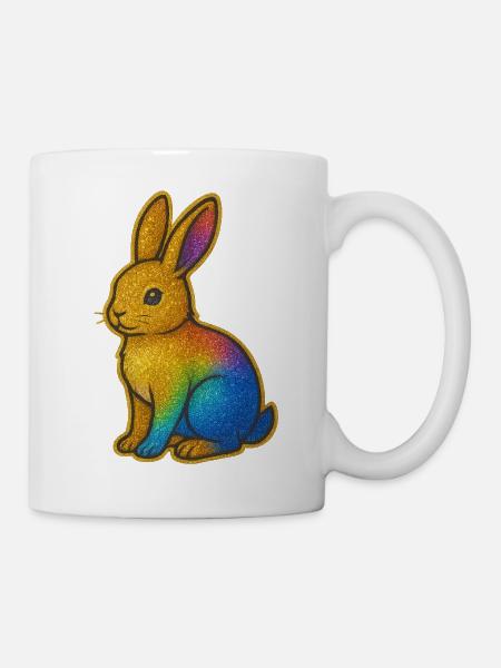 Bunter Glitzerhase - Tasse - Weiß