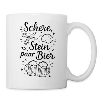 Schere Stein paar Bier – Lustiger Spruch Bierfan - Tasse - Weiß - Rechts