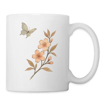 Watercolor Flower Branch Butterfly - Mug - white - Right
