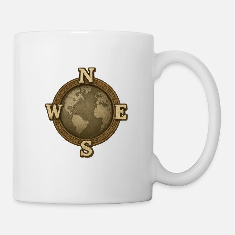 Carte du monde Vintage World Compass - Mug blanc - blanc
