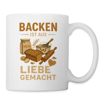 Backen Liebe Gemacht - Tasse - Weiß - Rechts