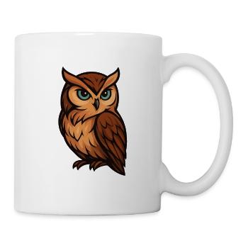 Tawny Owl Cartoon Owl in Warm Brown - Mug - white - Right