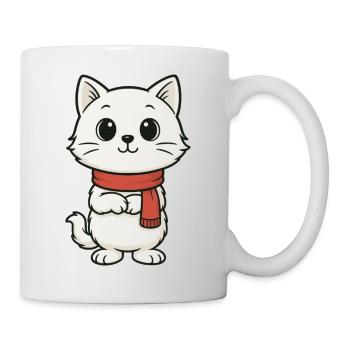 Cuddly kitten with red scarf - Mug - white - Right