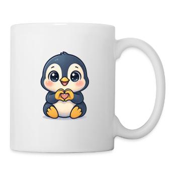 Cute Penguin with Heart Hands - Mug - white - Right