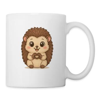 Cute hedgehog with heart hands - Mug - white - Right
