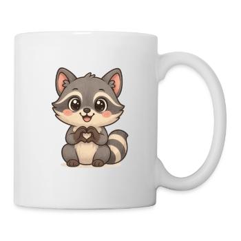 Mignon raton laveur avec des mains de cœur - Mug blanc - blanc - Droite