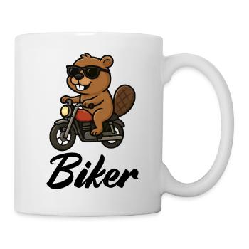 Motard castor avec lunettes de soleil - Mug blanc - blanc - Droite