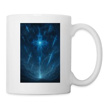 Lightning cross in the storm - Mug - white - Right
