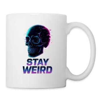 Restez bizarre Neon Skull - Mug blanc - blanc - Droite