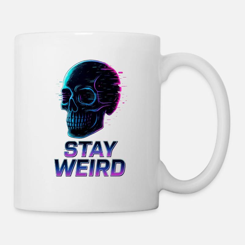 Stay Weird Neon Skull - Mug - white
