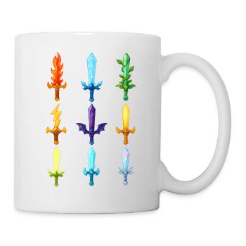 Bunte Fantasy Schwerter Design - Tasse - Weiß - Rechts