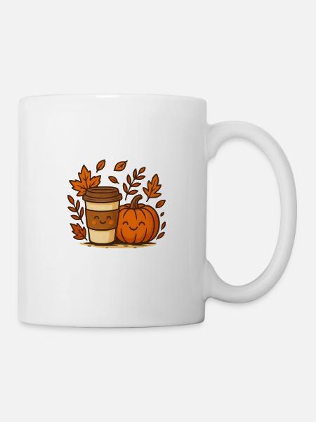 Herbstkaffee mit Kürbis - Tasse - Weiß