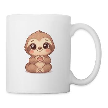 Cute sloth with heart hands - Mug - white - Right
