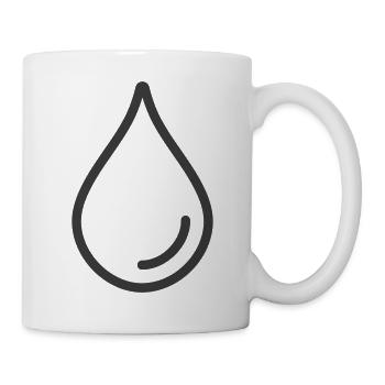 Einzelnes Wassertropfen-Linien-Symbol-Logo - Tasse - Weiß - Rechts