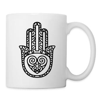 Hamsa – Hand of Fatima: Schutz & Glück - Tasse - Weiß - Rechts