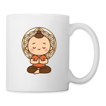 Meditation vor Lebensblume  - Tasse - Weiß - Rechts