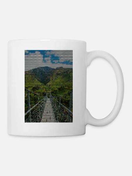 Grid path in the vineyard panorama - Mug - white