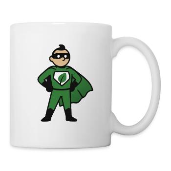 Eco superhero in green cape - Mug - white - Right
