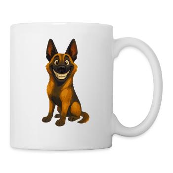 Grinsender Malinois Cartoon - Tasse - Weiß - Rechts
