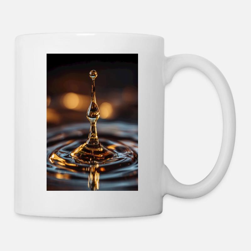 Goldener Wassertropfen-Spritzer - Tasse - Weiß