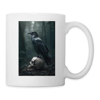 Dark Raven on Skull - Mug - white - Right