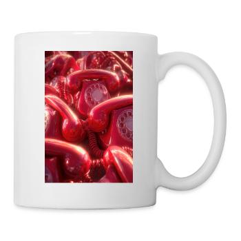 Retro Rote Wählscheibentelefone - Tasse - Weiß - Rechts