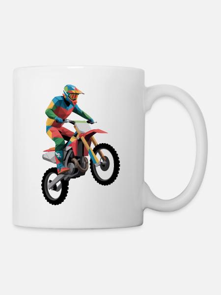 Motocross - Cooles Motorrad Logo - Tasse - Weiß