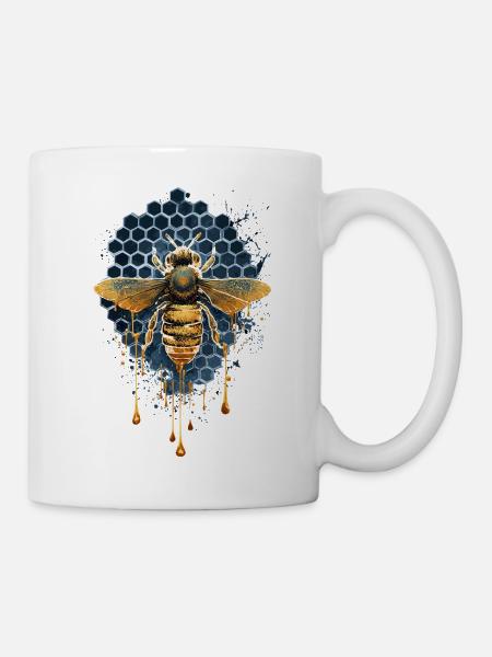 Biene goldener Honig - imker - Tasse - Weiß