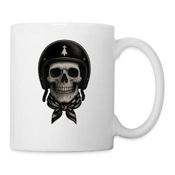 Crâne biker casque noir et foulard - Mug blanc - blanc - Droite