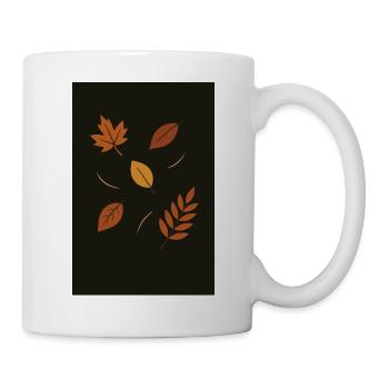 Herbstlaub auf dunklem Hintergrund - Tasse - Weiß - Rechts