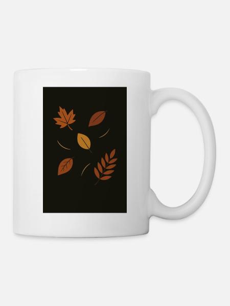 Herbstlaub auf dunklem Hintergrund - Tasse - Weiß