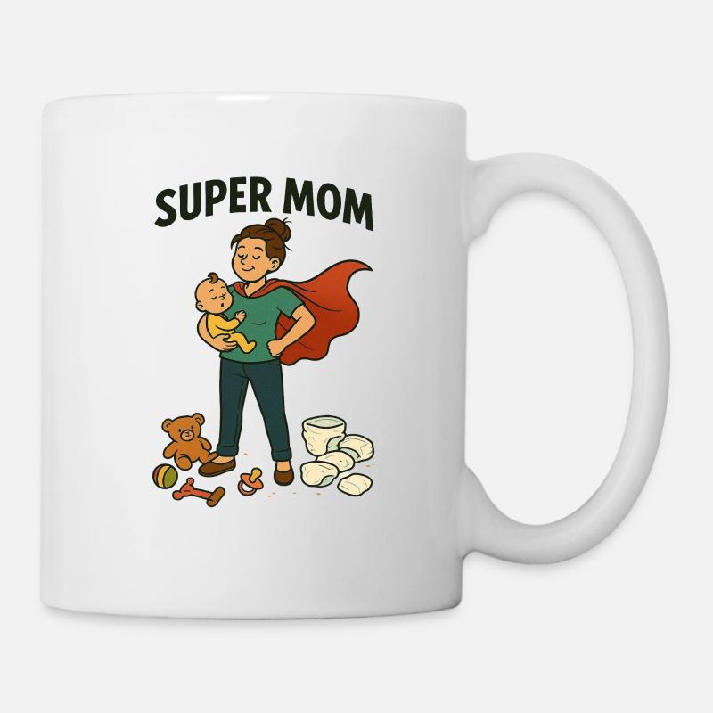 Super mom hero with child cape - Mug - white