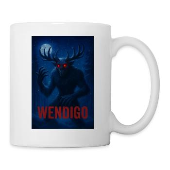 Wendigo Horror Art in Snowy Forest Night Scene - Mug - white - Right