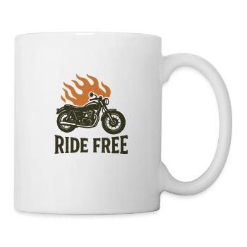 Ride Free – Moto avec des flammes - Mug blanc - blanc - Droite
