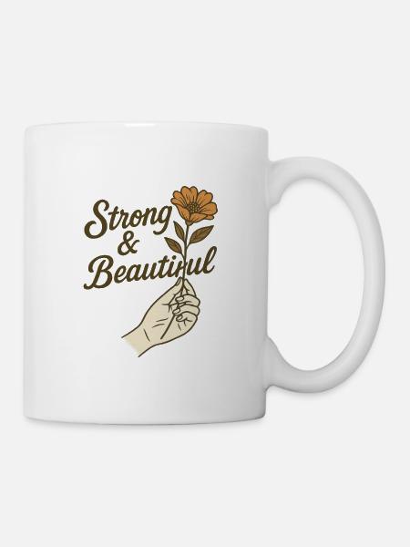 Strong & Beautiful - Motif floral d’autonomisation - Mug blanc - blanc