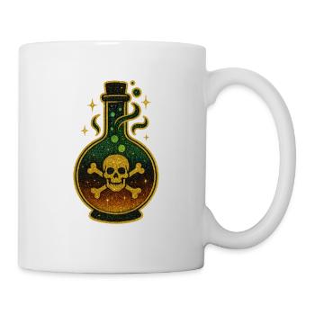 Bouteille de poison d’Halloween | Fiole de crâne scintillant - Mug blanc - blanc - Droite