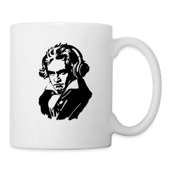 Ludwig van Beethoven with headphones - Mug - white - Right