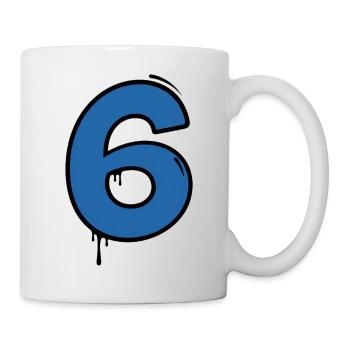 Graffiti Ziffer 6 Blau - Tasse - Weiß - Rechts