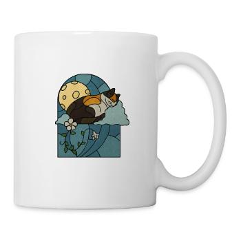 Chat endormi dans un vitrail - Mug blanc - blanc - Droite