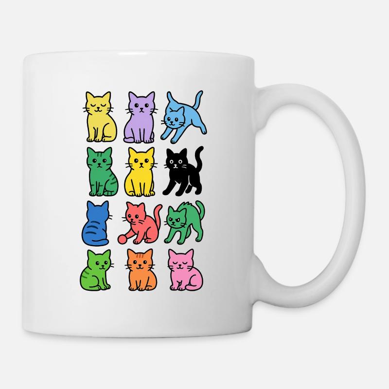 Regenbogenkatzen in knalligen Farben - Tasse - Weiß