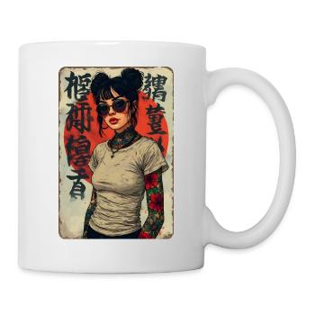 Aufgehende Sonne Rebell Street Art Japan T-Shirt - Tasse - Weiß - Rechts
