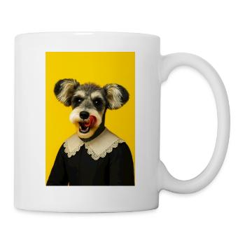 Dog with vintage lace collar - Mug - white - Right