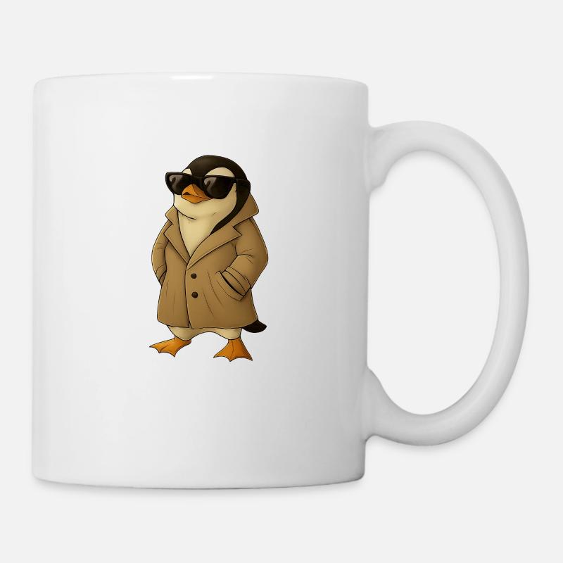 Trench-coat Penguin Detective - Mug blanc - blanc