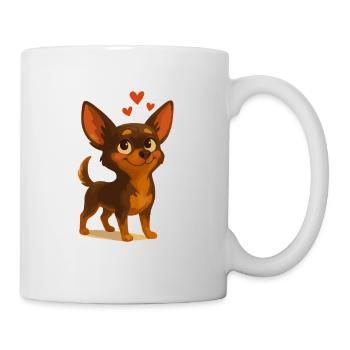 Chihuahua dessin animé chien amoureux - Mug blanc - blanc - Droite